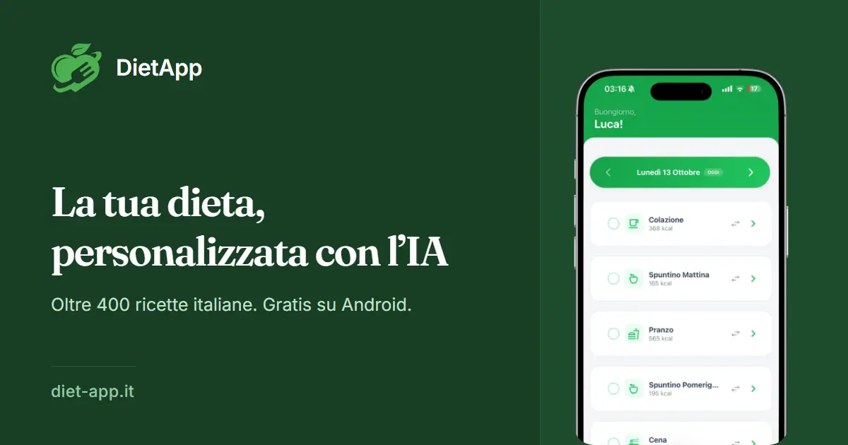 DietApp: Il piano alimentare si riscrive da solo quando cambia il peso.